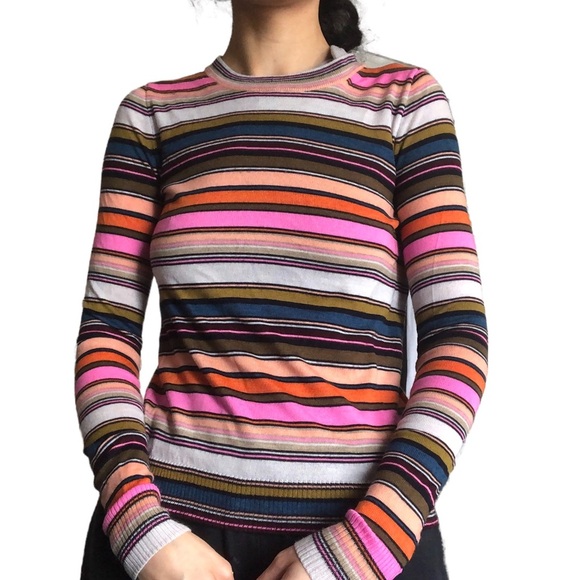 J. Crew Striped Merino Wool Longsleeve Sweater top - Picture 2 of 10
